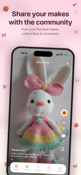Yarny community feed with crochet makes shared by other makers