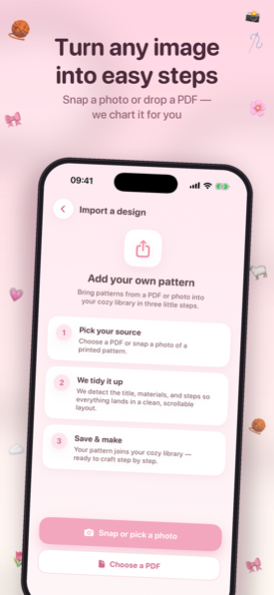 Importing a crochet pattern from a photo or PDF into Yarny